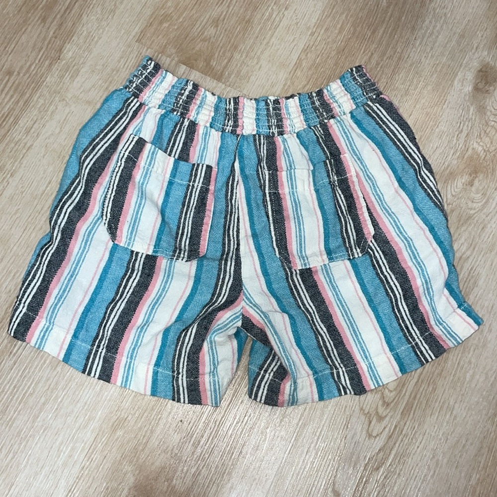 Briggs Shorts Womens XSmall Green Pink Pull On Linen Blend Striped - Picture 5 of 7
